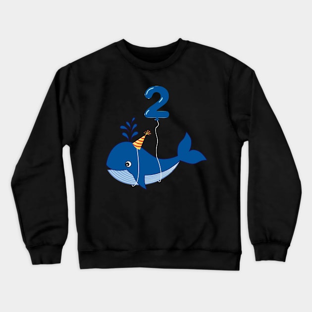 Kids 2nd Birthday Cute Whale Gift Shirt For 2 Year Old Boys Crewneck Sweatshirt by GillTee